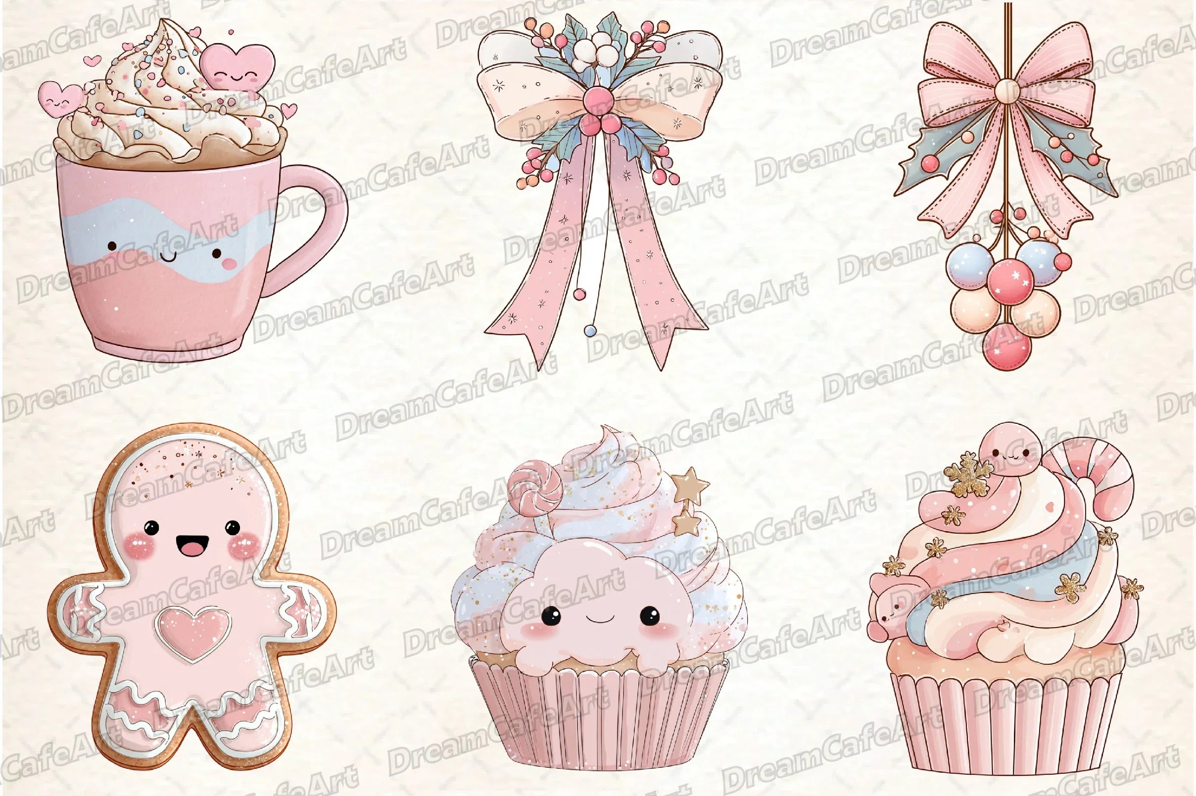 Pastel Kawaii Christmas Clipart Bundle - CraftNest - Digital Crafting and Art