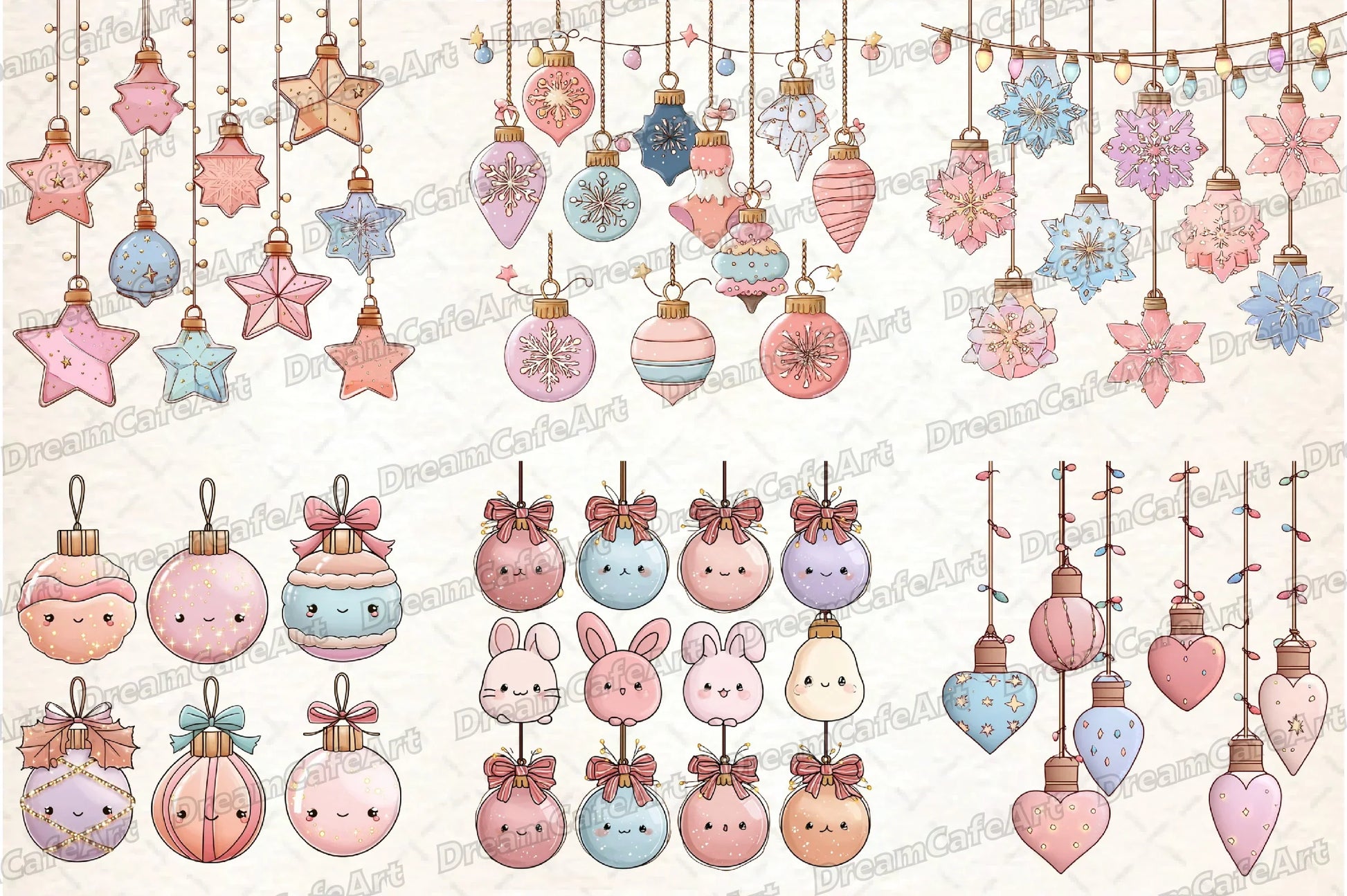 Pastel Kawaii Christmas Lights Clipart Bundle - CraftNest - Digital Crafting and Art