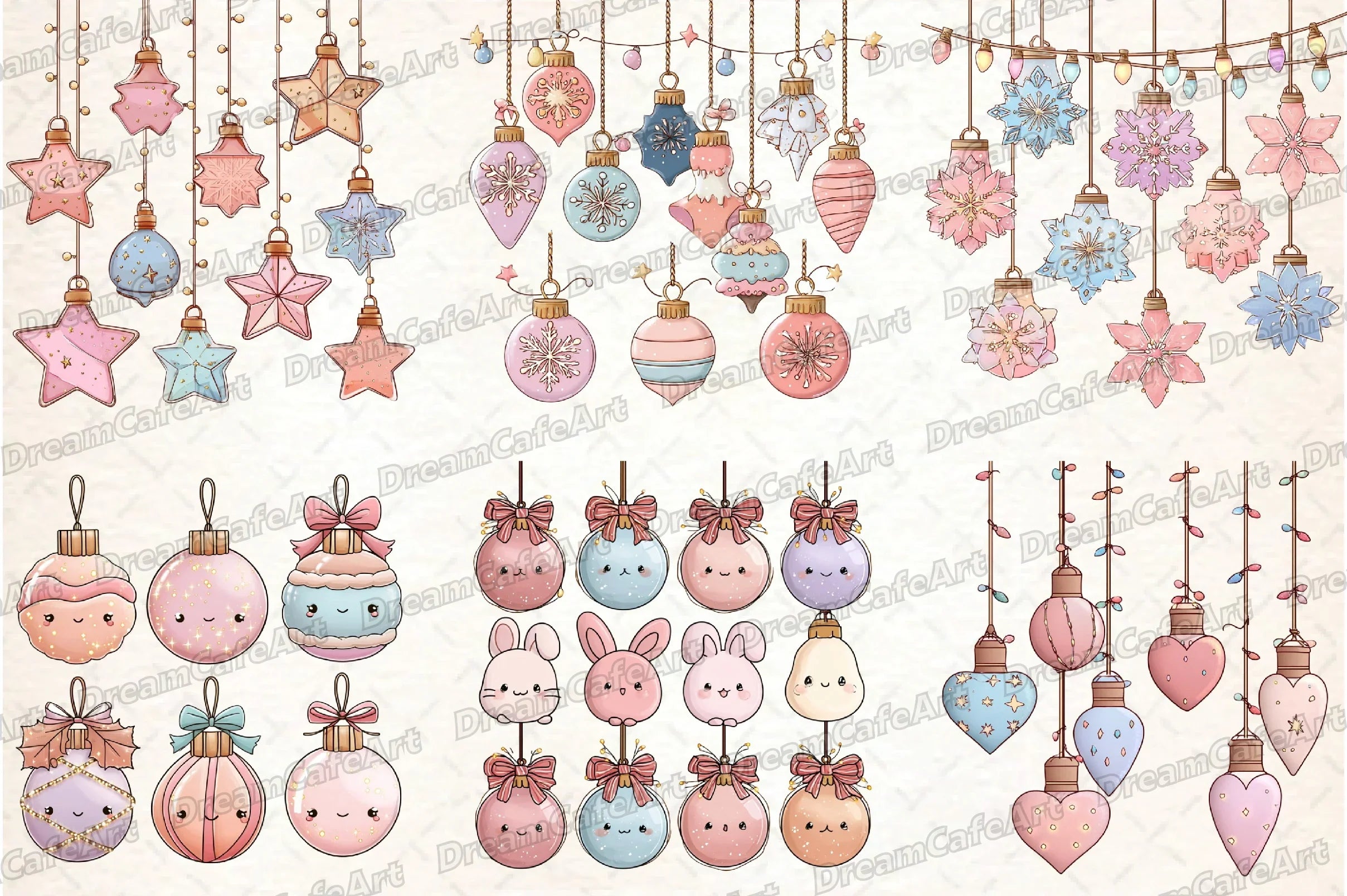 Pastel Kawaii Christmas Lights Clipart Bundle - CraftNest - Digital Crafting and Art
