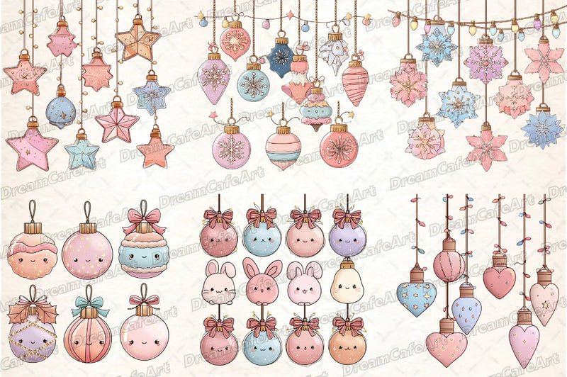 Pastel Kawaii Christmas Lights Clipart Bundle - CraftNest - Digital Crafting and Art