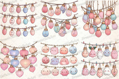 Pastel Kawaii Christmas Lights Clipart Bundle - CraftNest - Digital Crafting and Art