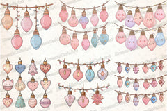 Pastel Kawaii Christmas Lights Clipart Bundle - CraftNest - Digital Crafting and Art
