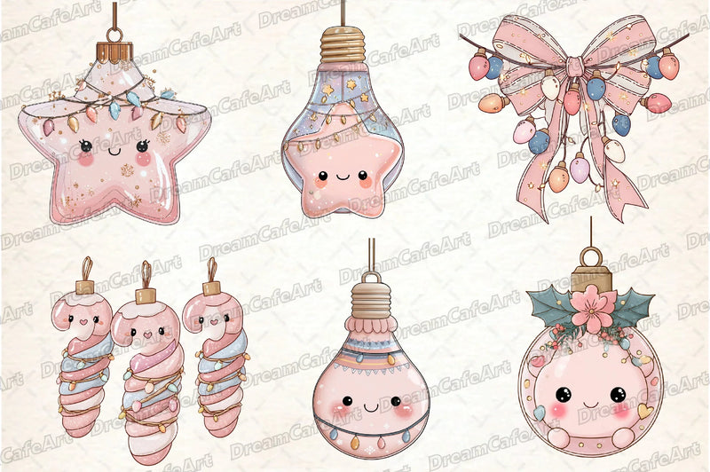 Pastel Kawaii Christmas Lights Clipart Bundle - CraftNest - Digital Crafting and Art