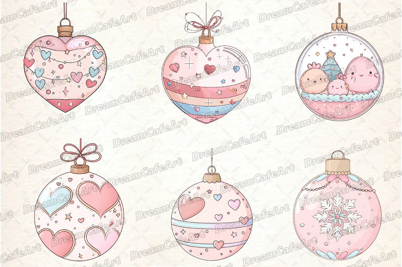 Pastel Kawaii Christmas Ornament Clipart Bundle - CraftNest - Digital Crafting and Art