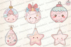 Pastel Kawaii Christmas Ornament Clipart Bundle - CraftNest - Digital Crafting and Art