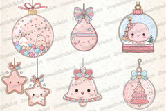 Pastel Kawaii Christmas Ornament Clipart Bundle - CraftNest - Digital Crafting and Art