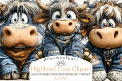 Patchwork Highland Cow Clipart Bundle - CraftNest - Digital Crafting and Art
