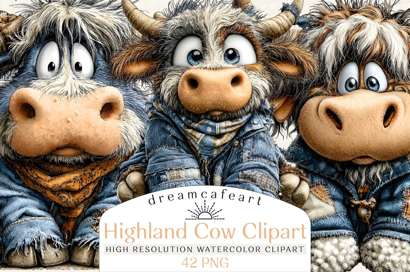 Patchwork Highland Cow Clipart Bundle - CraftNest - Digital Crafting and Art