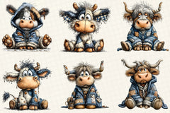 Patchwork Highland Cow Clipart Bundle - CraftNest - Digital Crafting and Art