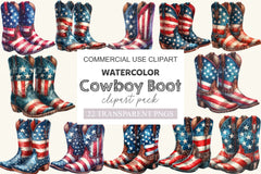 Patriotic 4th Of July Cowboy Boot Clipart Bundle - CraftNest - Digital Crafting and Art