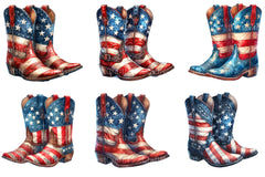 Patriotic 4th Of July Cowboy Boot Clipart Bundle - CraftNest - Digital Crafting and Art