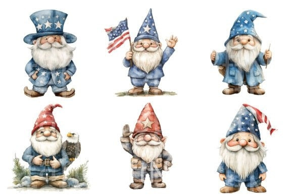 Patriotic Gnomes Clipart Bundle 55 - CraftNest - Digital Crafting and Art
