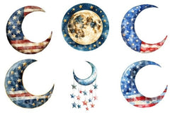 Patriotic Moons Clipart Bundle - CraftNest - Digital Crafting and Art