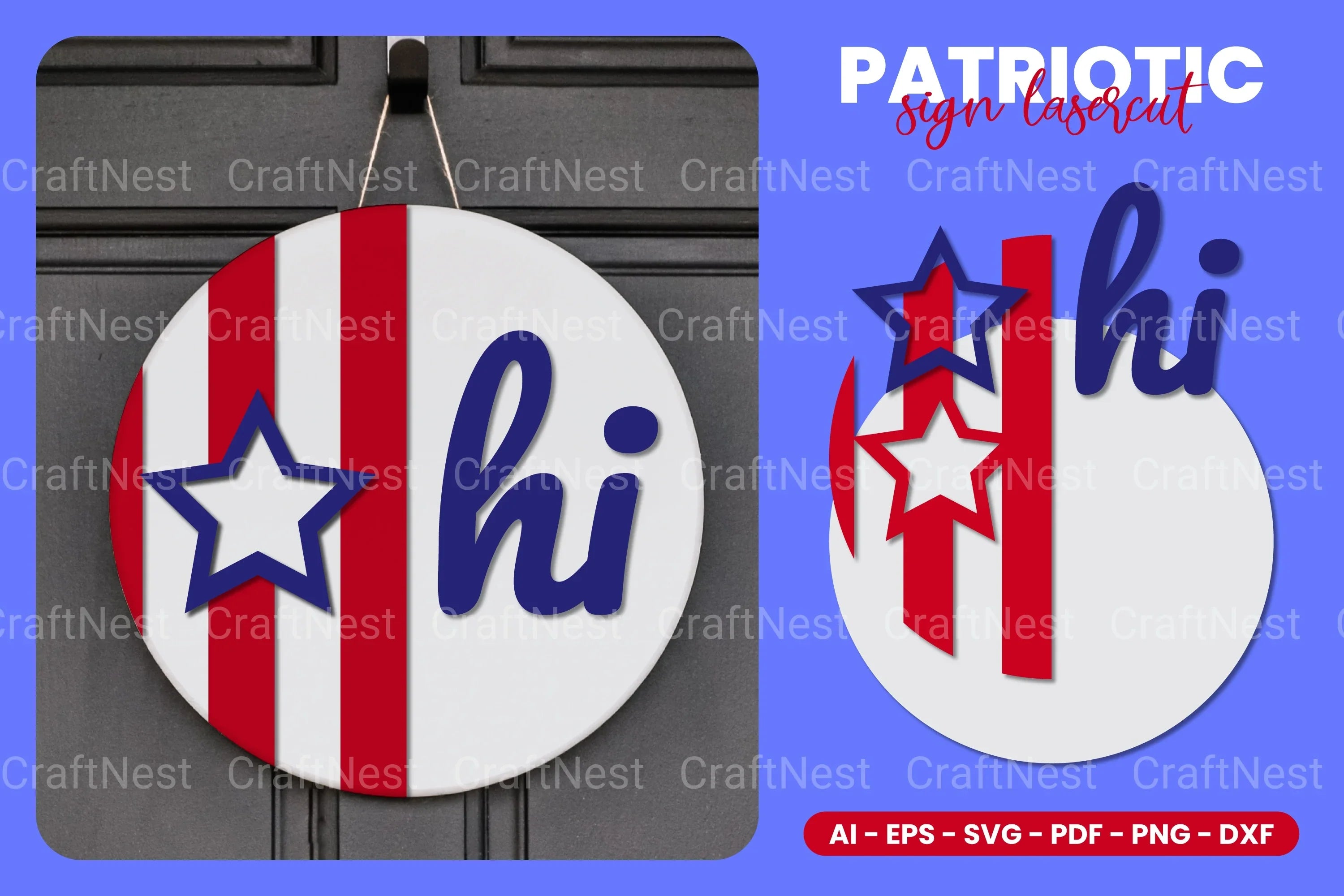Patriotic Round Sign Laser Cut SVG Bundle - CraftNest - Digital Crafting and Art