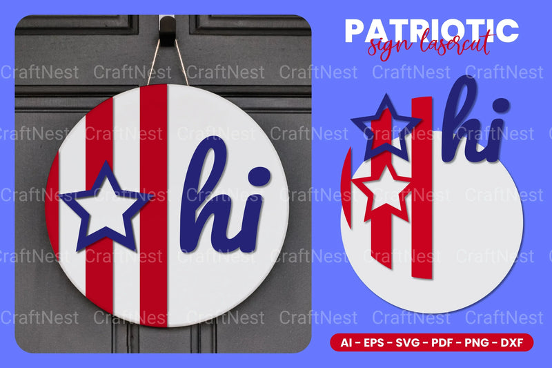 Patriotic Round Sign Laser Cut SVG Bundle - CraftNest - Digital Crafting and Art