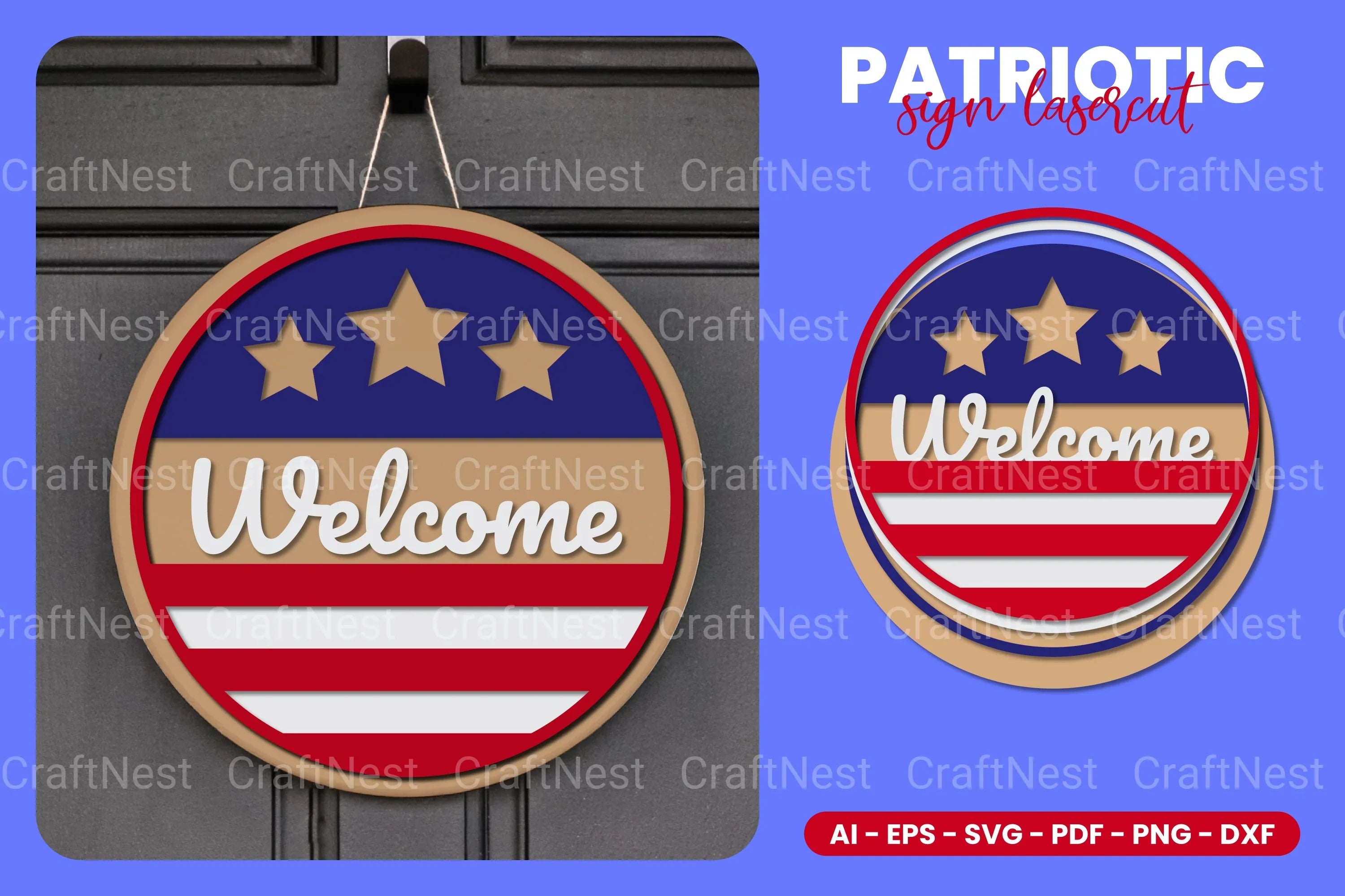 Patriotic Round Sign Laser Cut SVG Bundle - CraftNest - Digital Crafting and Art