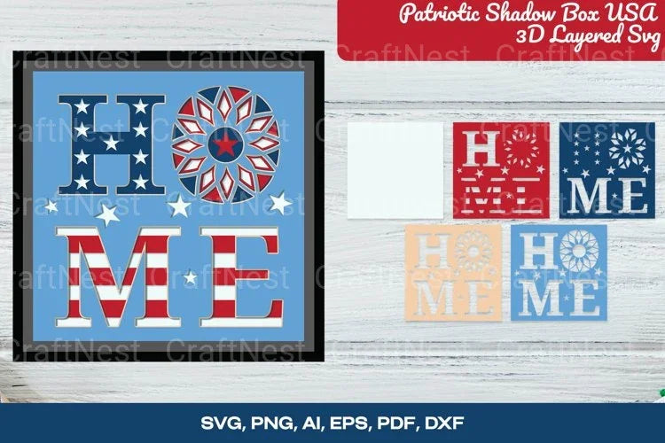 Patriotic USA 3D Layered Shadow Box SVG Bundle - CraftNest - Digital Crafting and Art