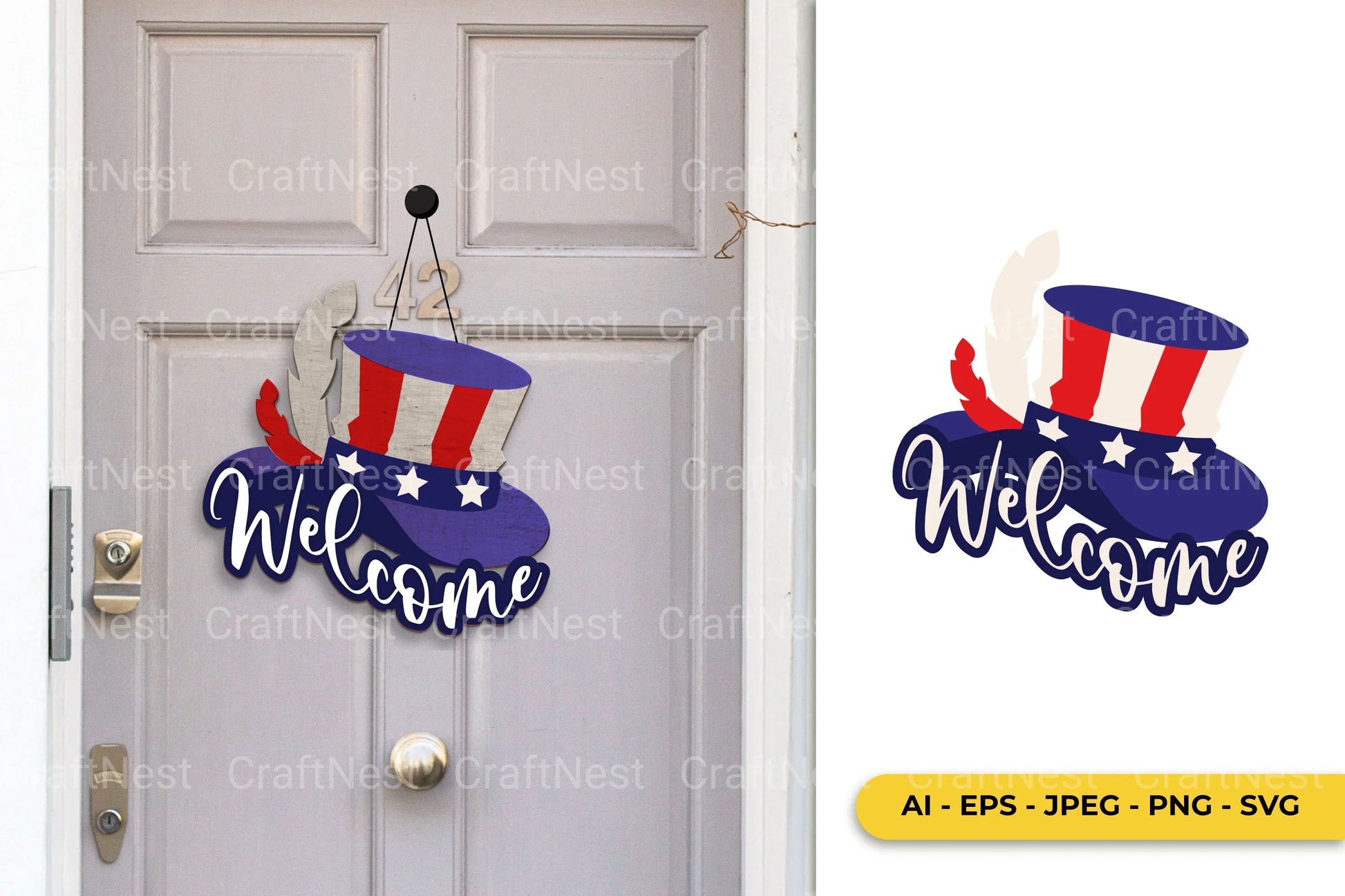 Patriotic Welcome Sign Clipart Bundle - CraftNest - Digital Crafting and Art
