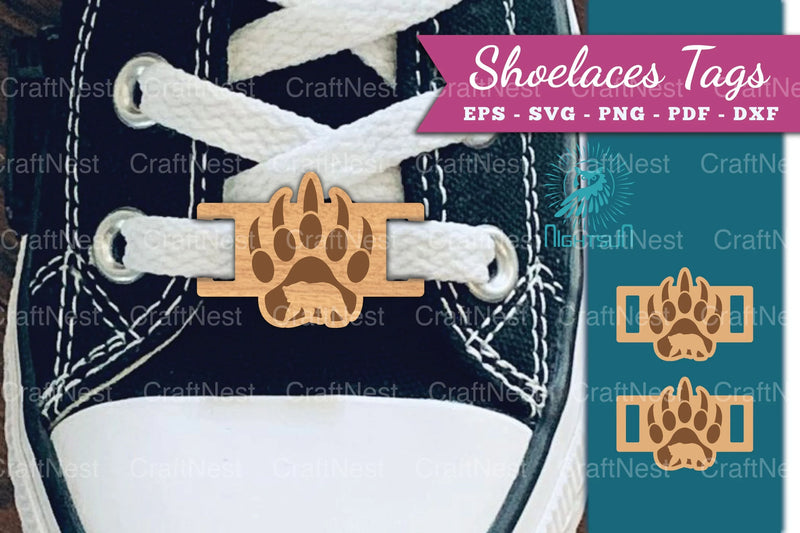 Paw Bear Shoelace Tags Laser Cut SVG Bundle - CraftNest - Digital Crafting and Art
