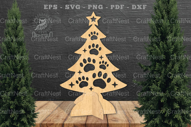 Paw Christmas Tree Laser Cut Home Decor Clipart Bundle - CraftNest - Digital Crafting and Art
