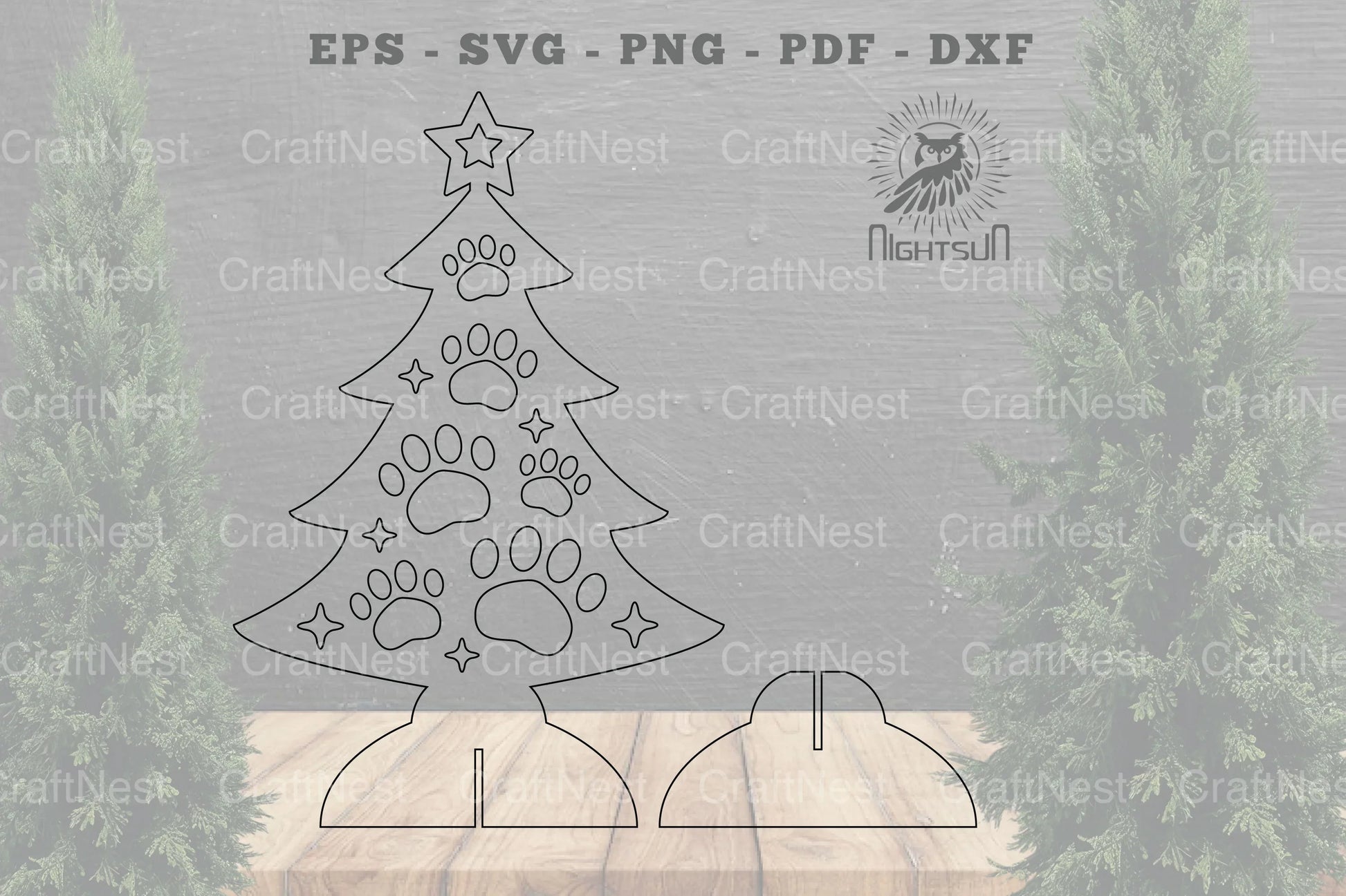 Paw Christmas Tree Laser Cut Home Decor Clipart Bundle - CraftNest - Digital Crafting and Art