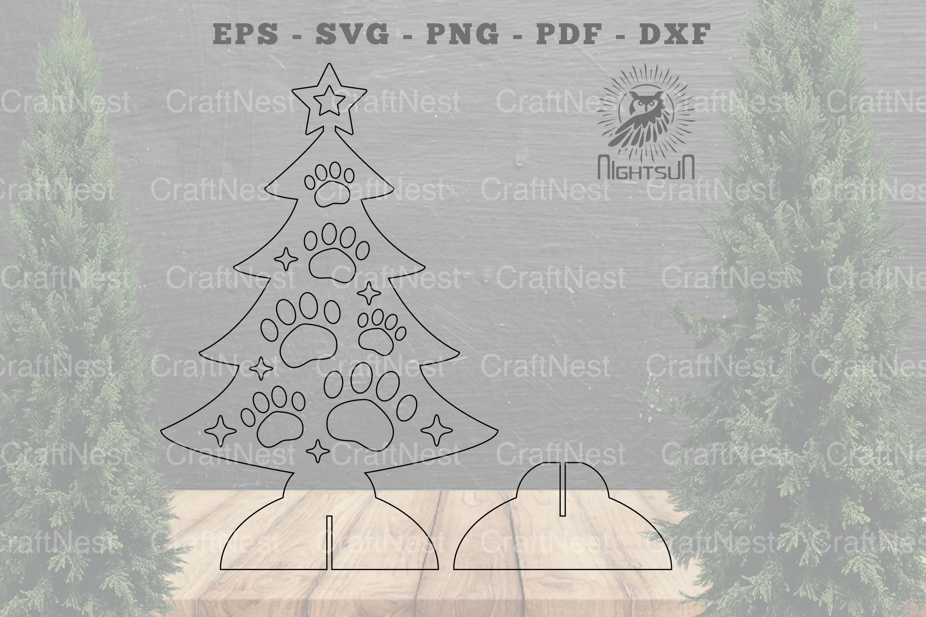 Paw Christmas Tree Laser Cut Home Decor Clipart Bundle - CraftNest - Digital Crafting and Art