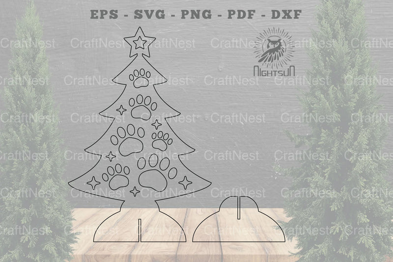 Paw Christmas Tree Laser Cut Home Decor Clipart Bundle - CraftNest - Digital Crafting and Art