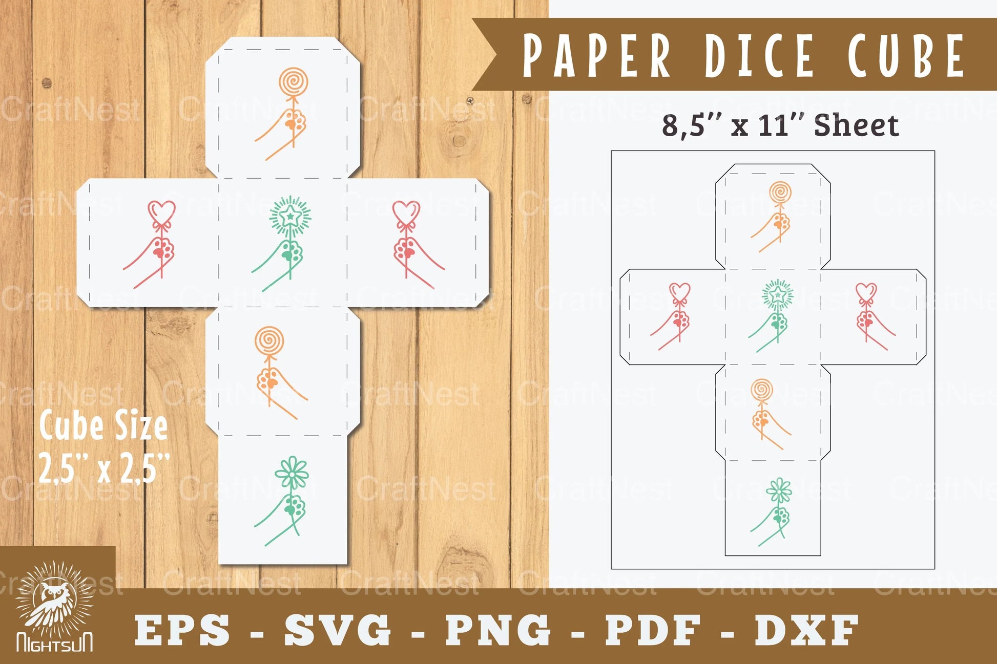 Paw Paper Dice Cube Printable Clipart Bundle - CraftNest - Digital Crafting and Art