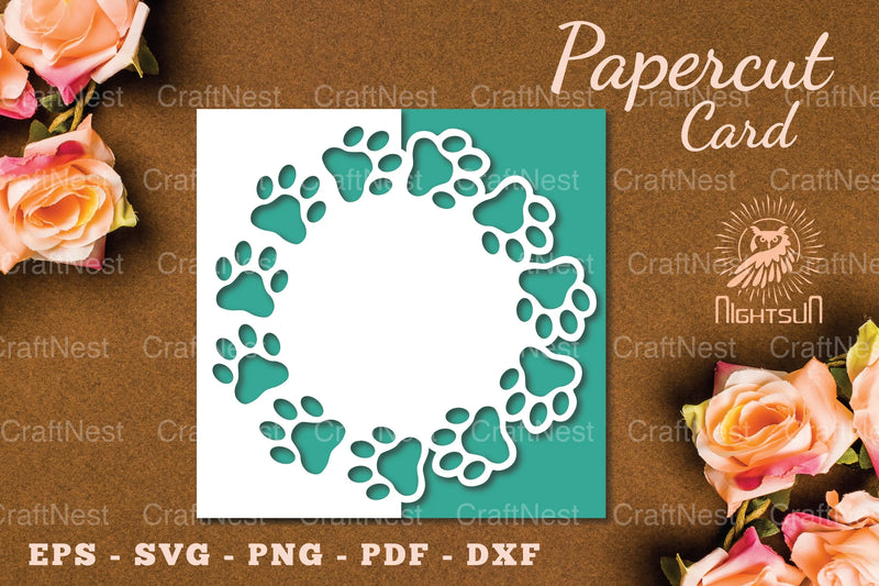 Paw Papercut Card SVG Bundle - CraftNest - Digital Crafting and Art