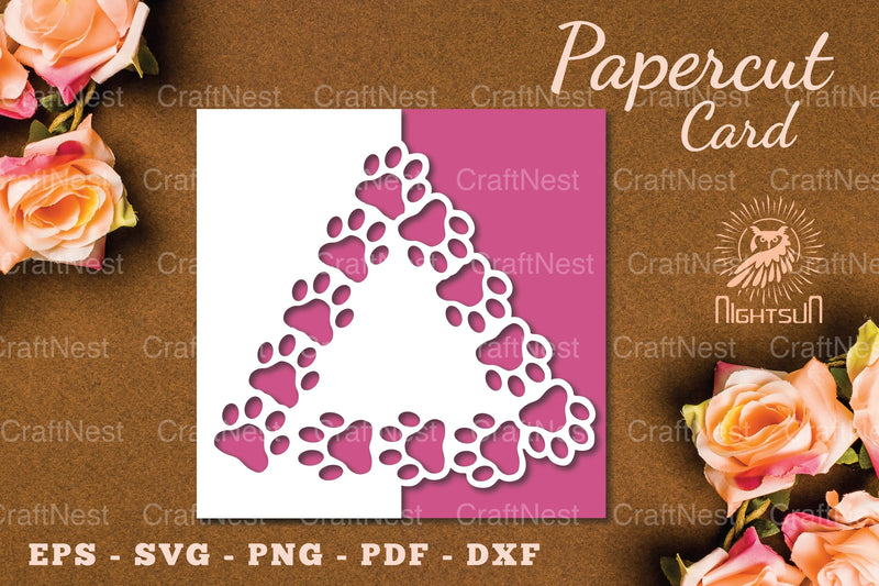 Paw Papercut Card SVG Bundle - CraftNest - Digital Crafting and Art