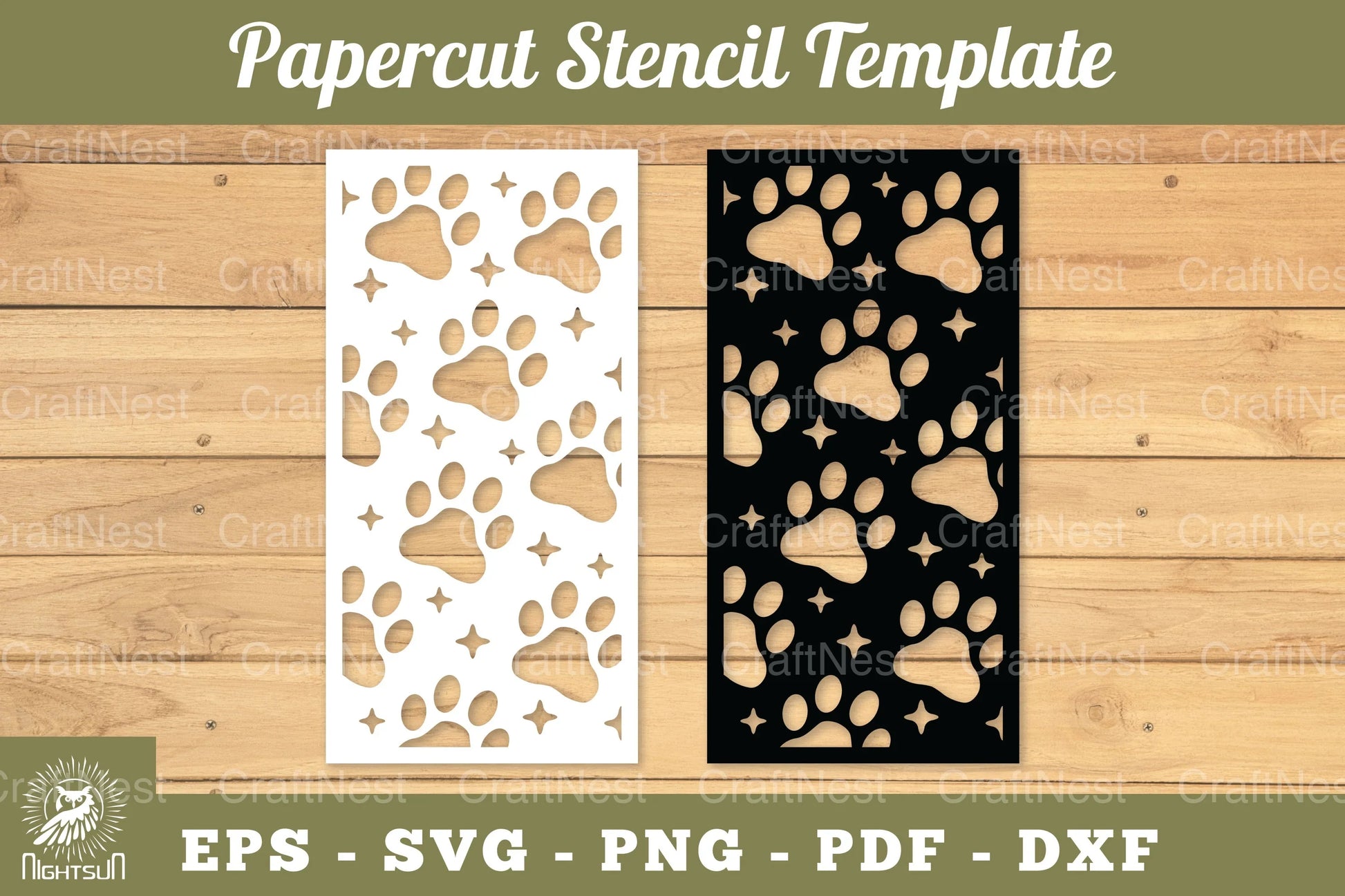 Paw Papercut Stencil Template Clipart Bundle - CraftNest - Digital Crafting and Art