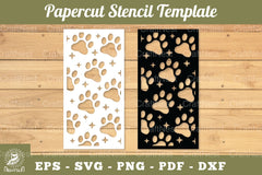 Paw Papercut Stencil Template Clipart Bundle - CraftNest - Digital Crafting and Art