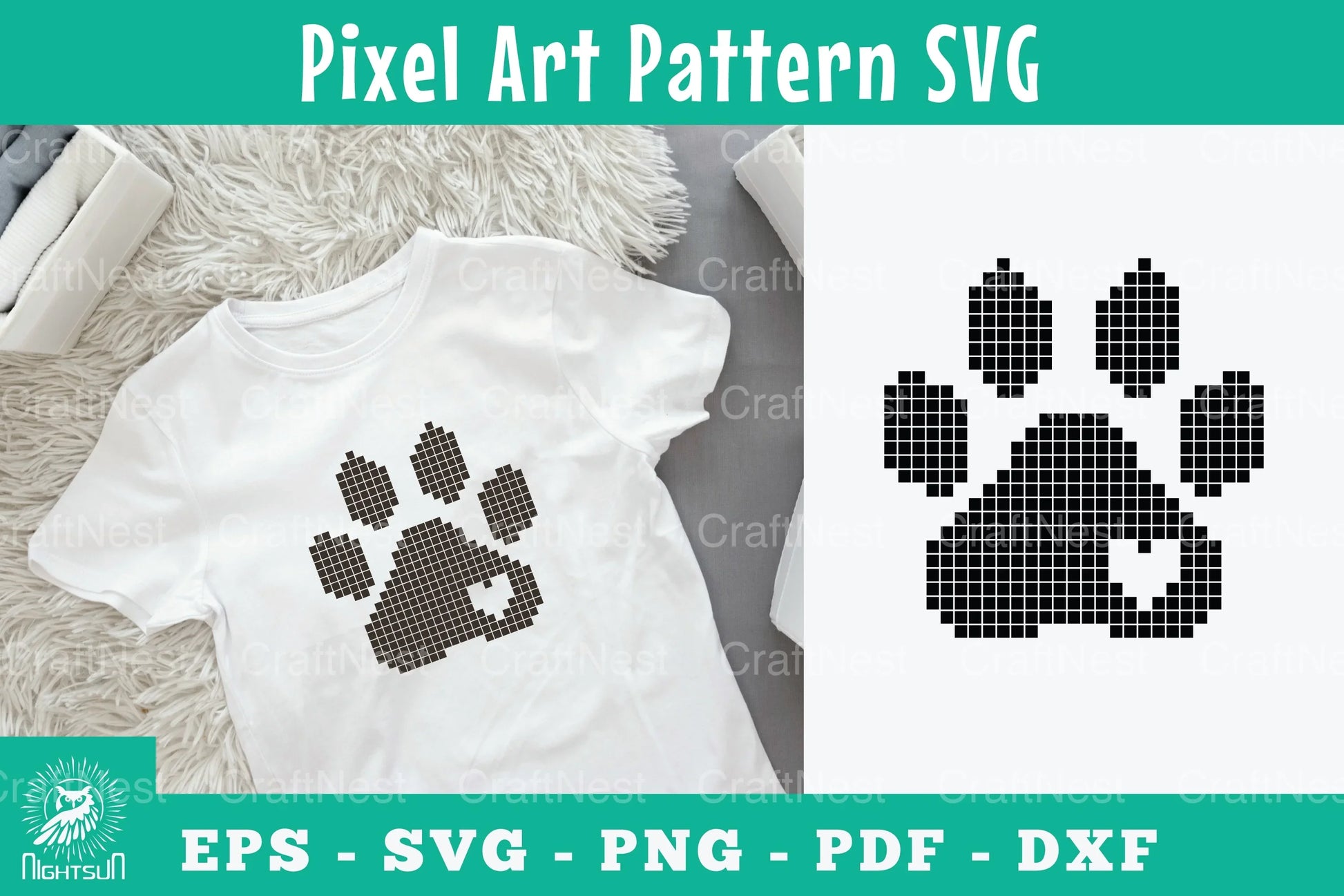 Paw Pixel Art Pattern Clipart Bundle - CraftNest - Digital Crafting and Art