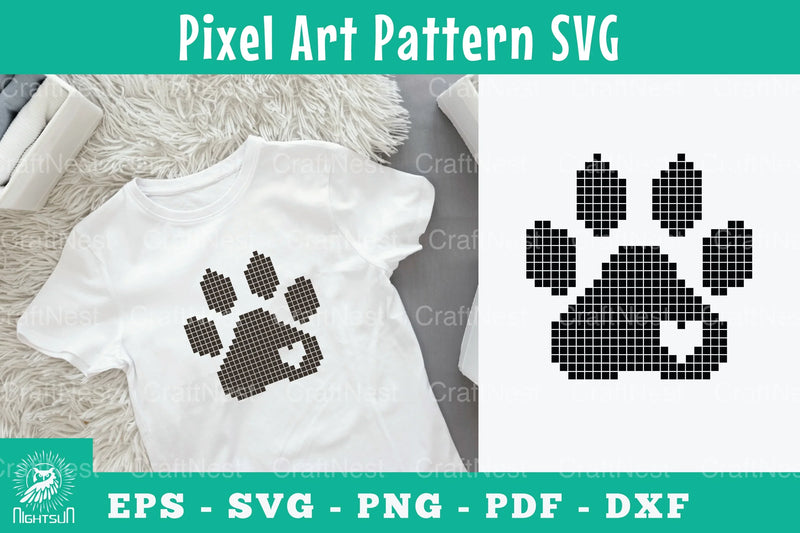 Paw Pixel Art Pattern Clipart Bundle - CraftNest - Digital Crafting and Art