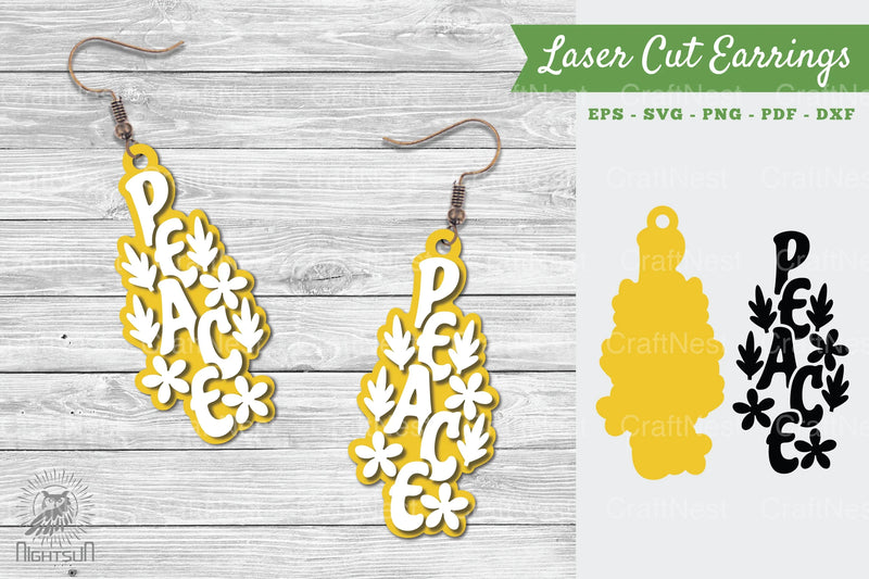 Peace Laser Cut Earrings SVG Bundle - CraftNest - Digital Crafting and Art