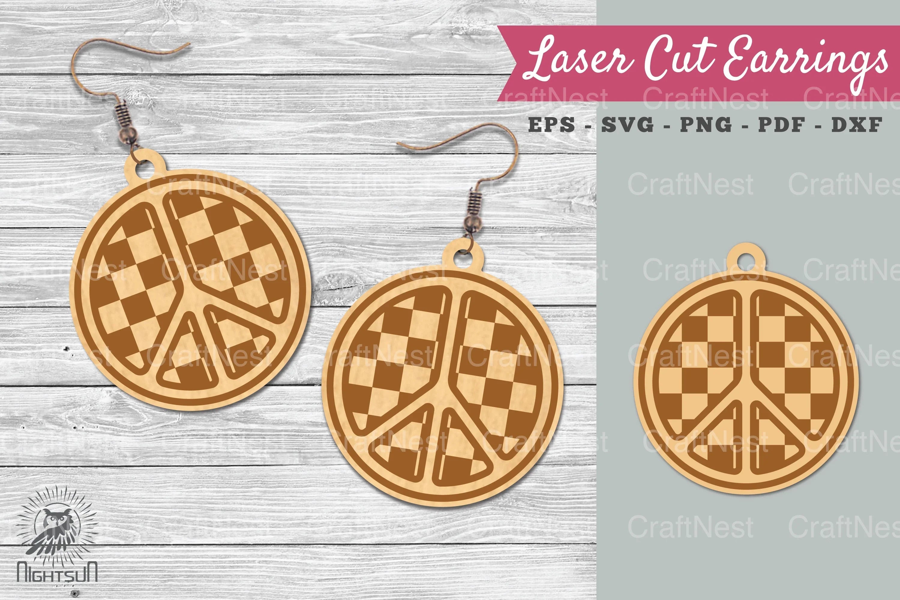Peace Sign Laser Cut Earrings Clipart Bundle - CraftNest - Digital Crafting and Art