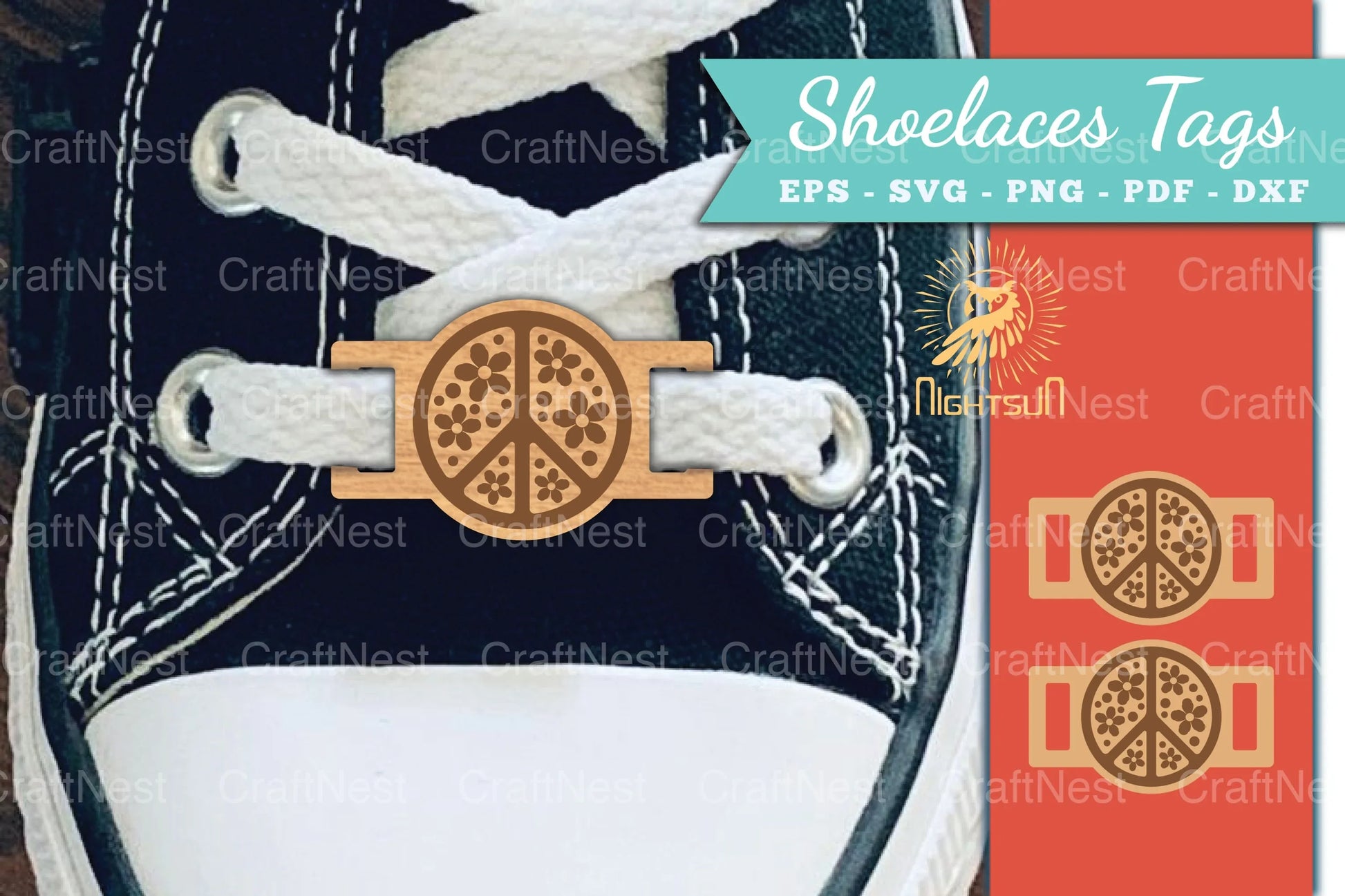 Peace Sign Shoelaces Tags Laser Cut SVG Bundle - CraftNest - Digital Crafting and Art