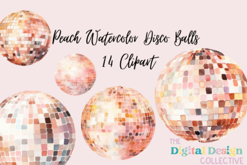 Peach Disco Balls Clipart Bundle - CraftNest - Digital Crafting and Art
