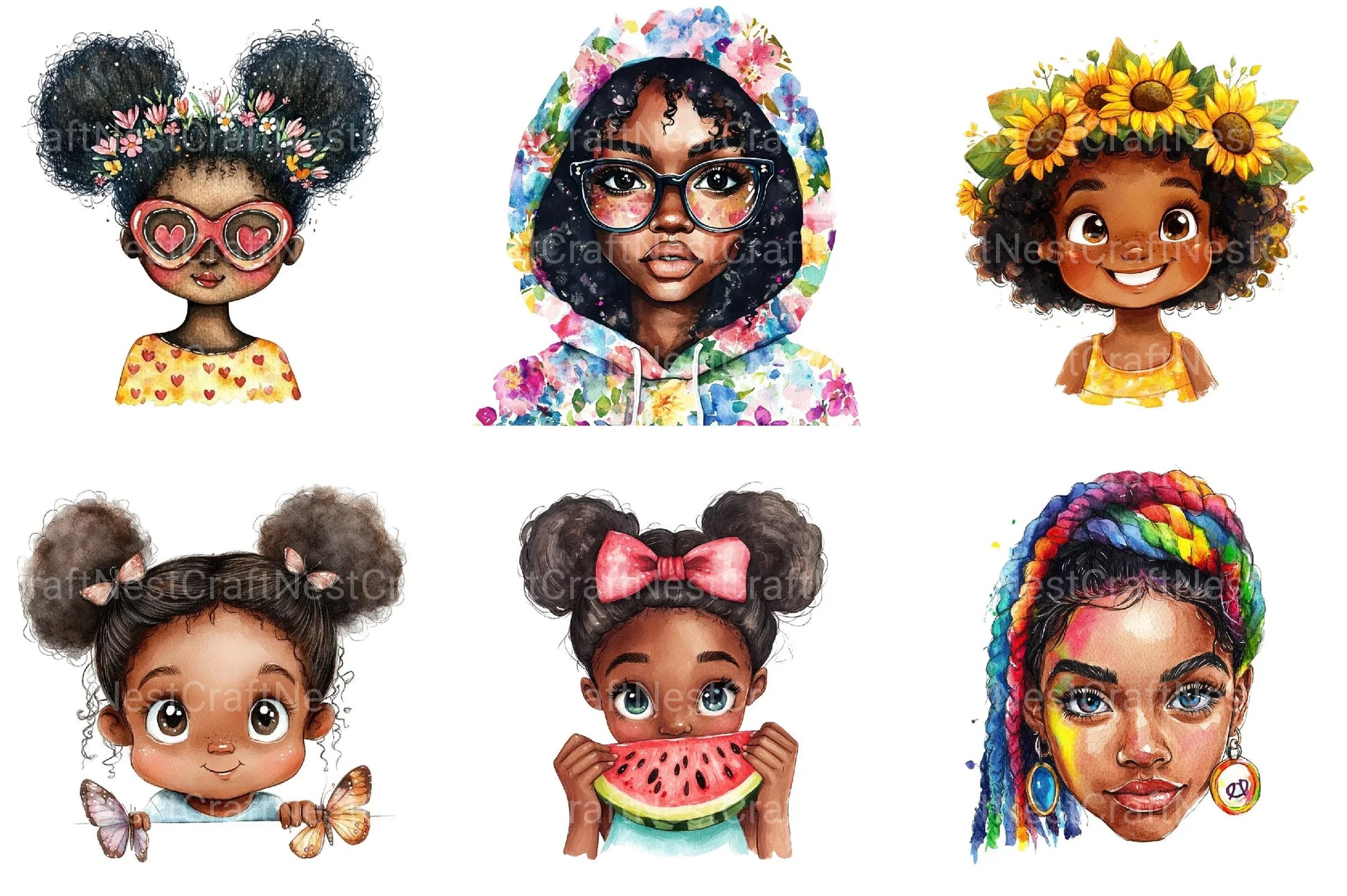 Peeking Black Girls Clipart - CraftNest - Digital Crafting and Art