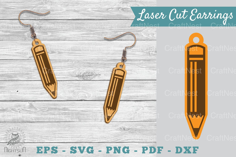 Pencil Laser Cut Earrings SVG Bundle - CraftNest - Digital Crafting and Art