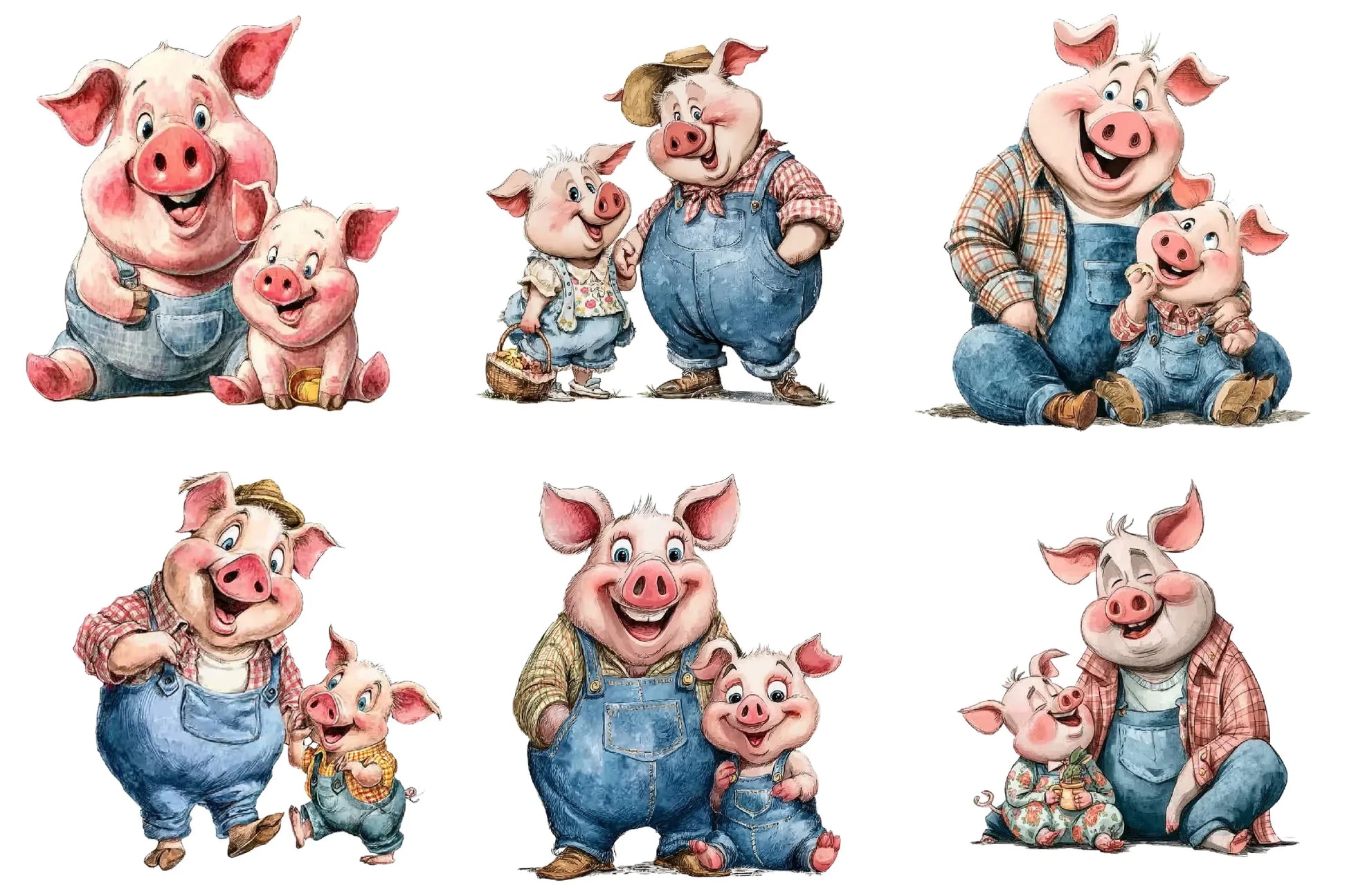 Pig Family Clipart Bundle - CraftNest - Digital Crafting and Art