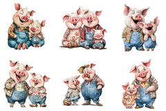 Pig Family Clipart Bundle - CraftNest - Digital Crafting and Art