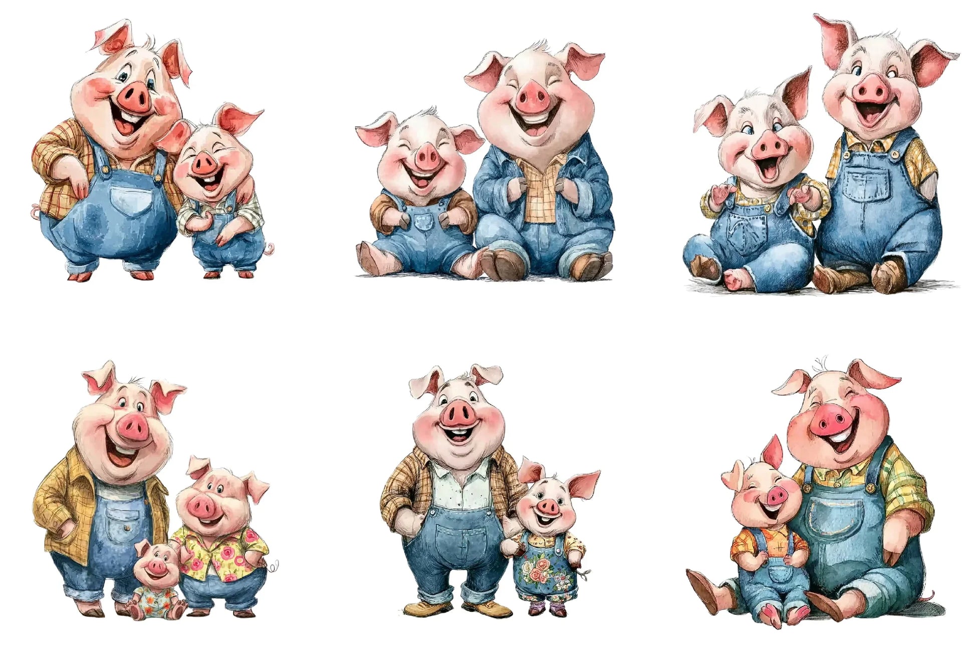Pig Family Clipart Bundle - CraftNest - Digital Crafting and Art