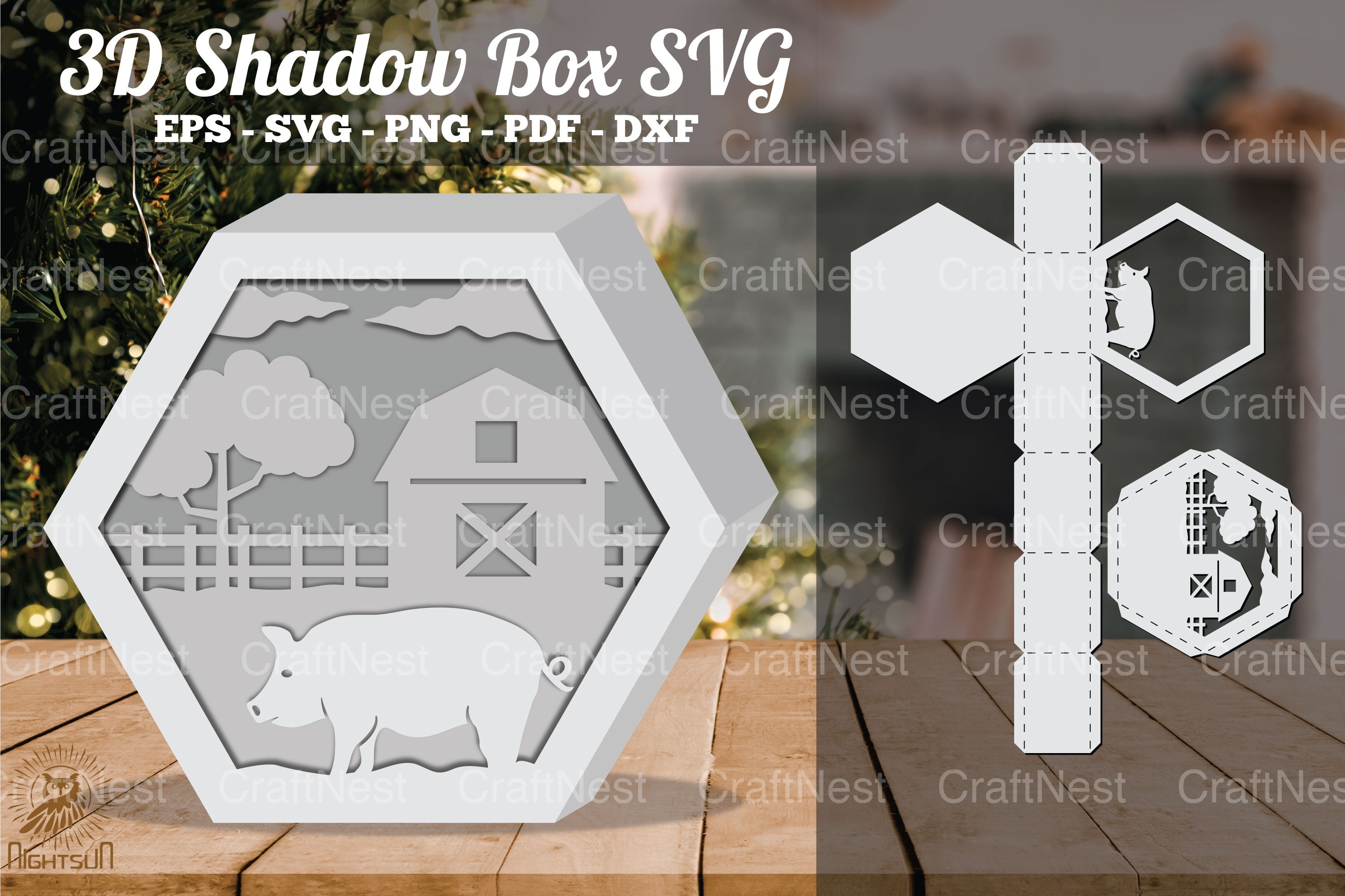 Pigs on the Farm 3D Shadow Box Clipart Bundle - CraftNest - Digital Crafting and Art