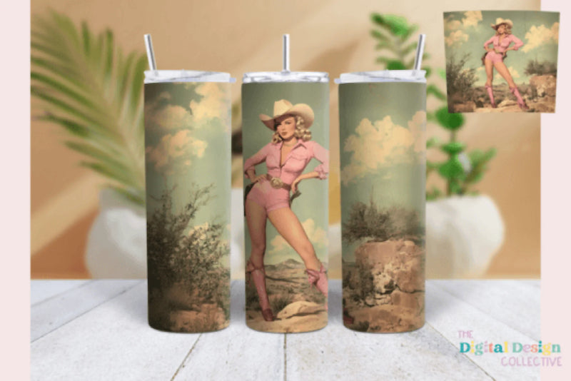 Pinup Girl Western Tumbler Wrap Bundle - CraftNest - Digital Crafting and Art
