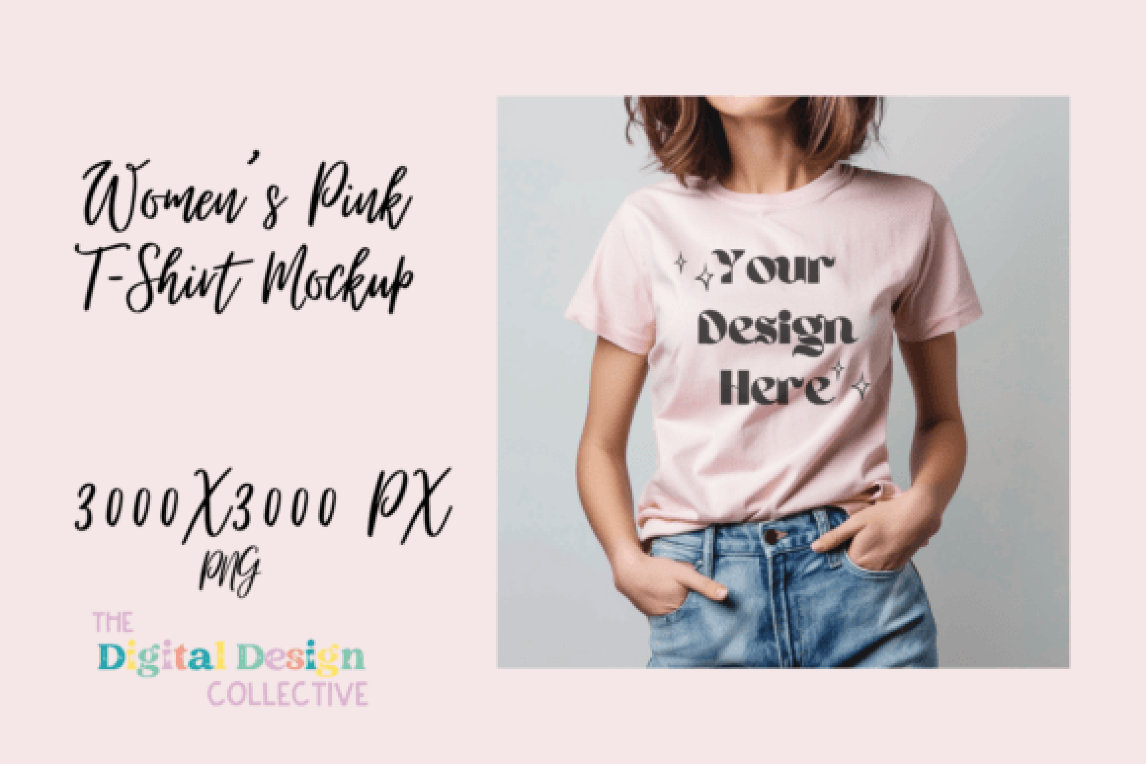 Pink Bella Canvas 3001 T-Shirt Mockup