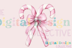 Pink Candy Cane Coquette Bow Christmas Decor Clipart Bundle - CraftNest - Digital Crafting and Art