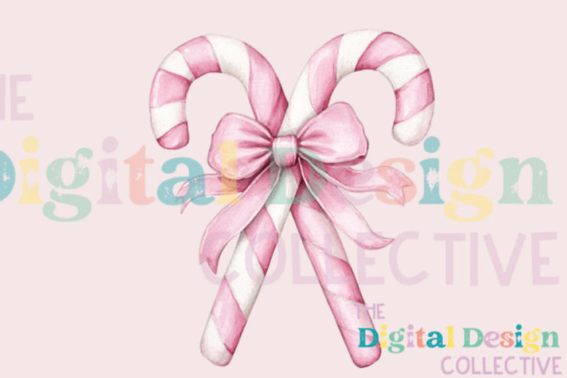 Pink Candy Cane Coquette Bow Christmas Decor Clipart Bundle - CraftNest - Digital Crafting and Art