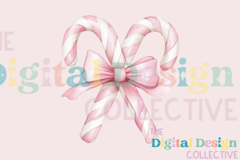 Pink Candy Cane Coquette Bow Christmas Decor Clipart Bundle - CraftNest - Digital Crafting and Art