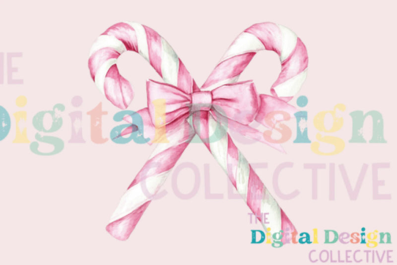 Pink Candy Cane Coquette Bow Christmas Decor Clipart Bundle - CraftNest - Digital Crafting and Art